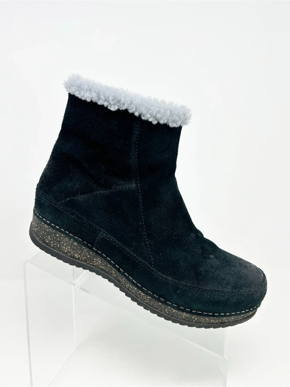 Dansko Mitzy Bootie Womens Black Ankle Side Zip Faux Fur Lined Wedge Size 39